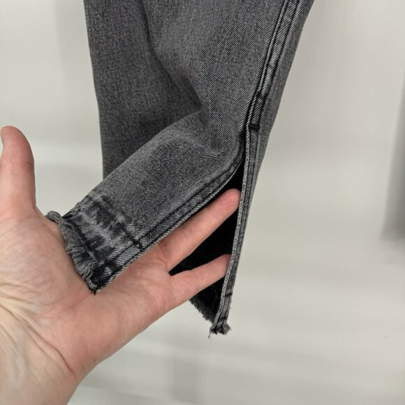 Abercrombie & Fitch The Ankle Straight Ultra High Rise Black Split Raw Hem Sz 25 - Picture 6 of 11